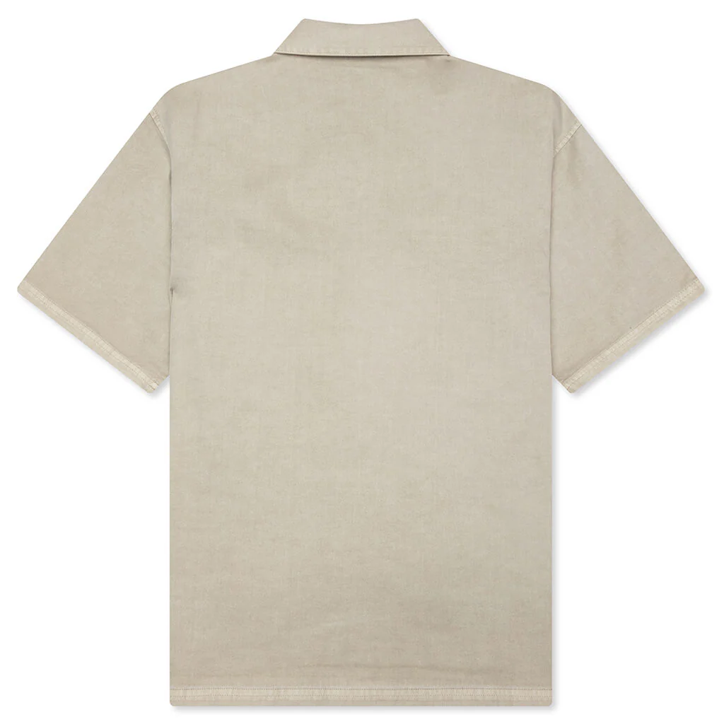 Short Sleeve Cotton Overshirt - Beige - Image 2