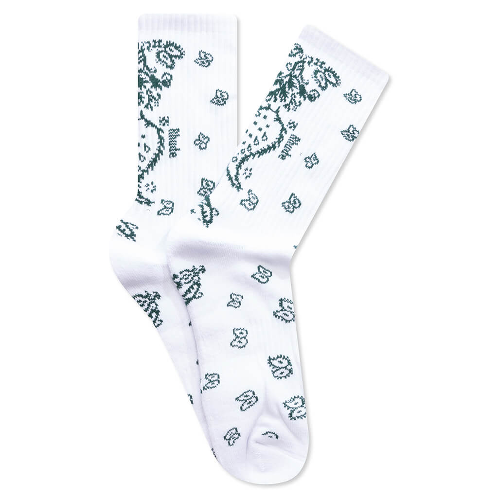 Bandana Sock - White/Green