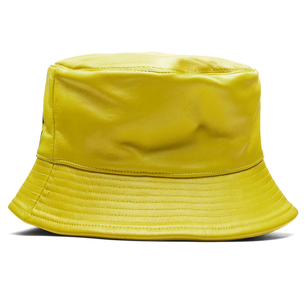 Logo Leather Bucket Hat - Mustard - Image 3