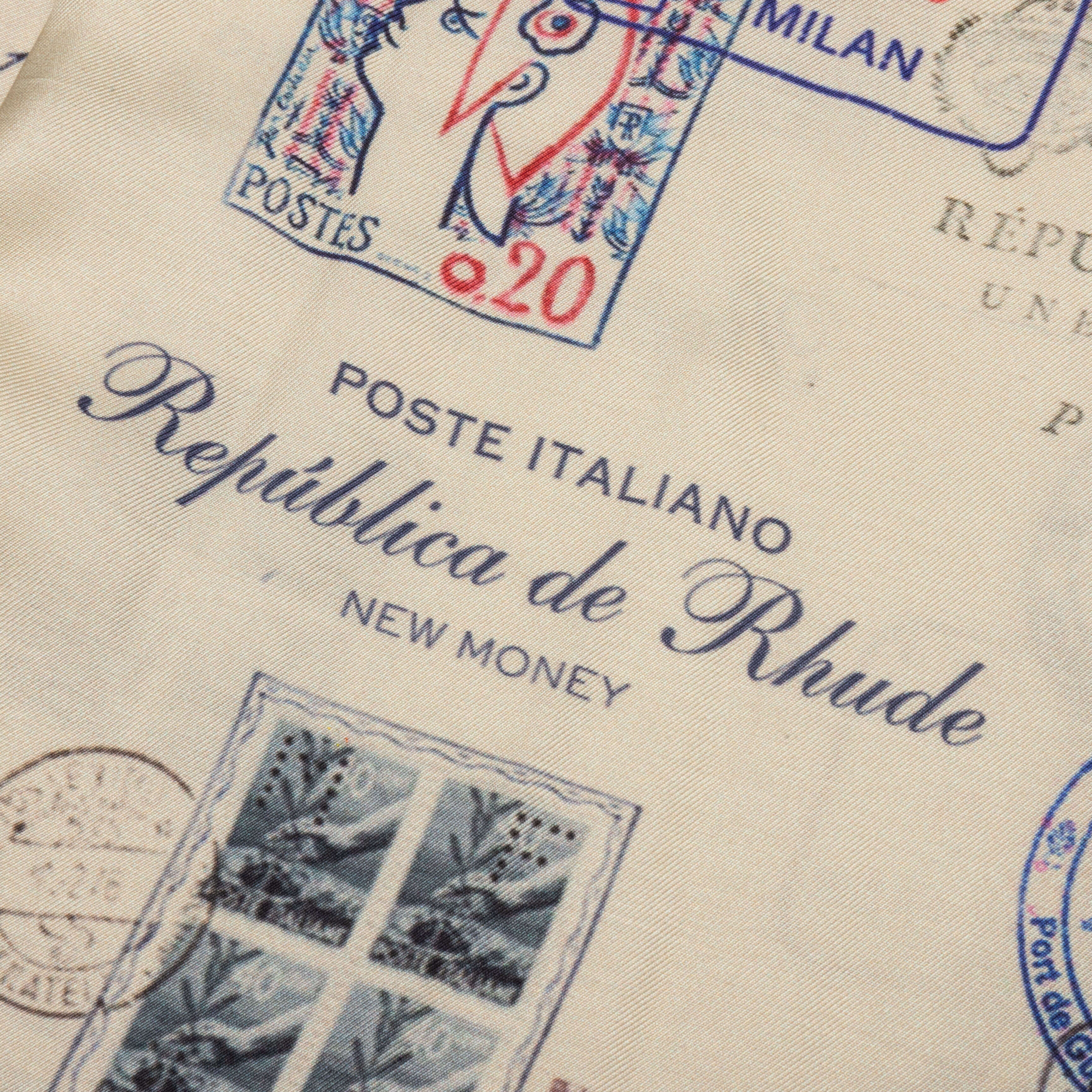 Passport Stamp Print Shirt - Beige/Multi - Image 4