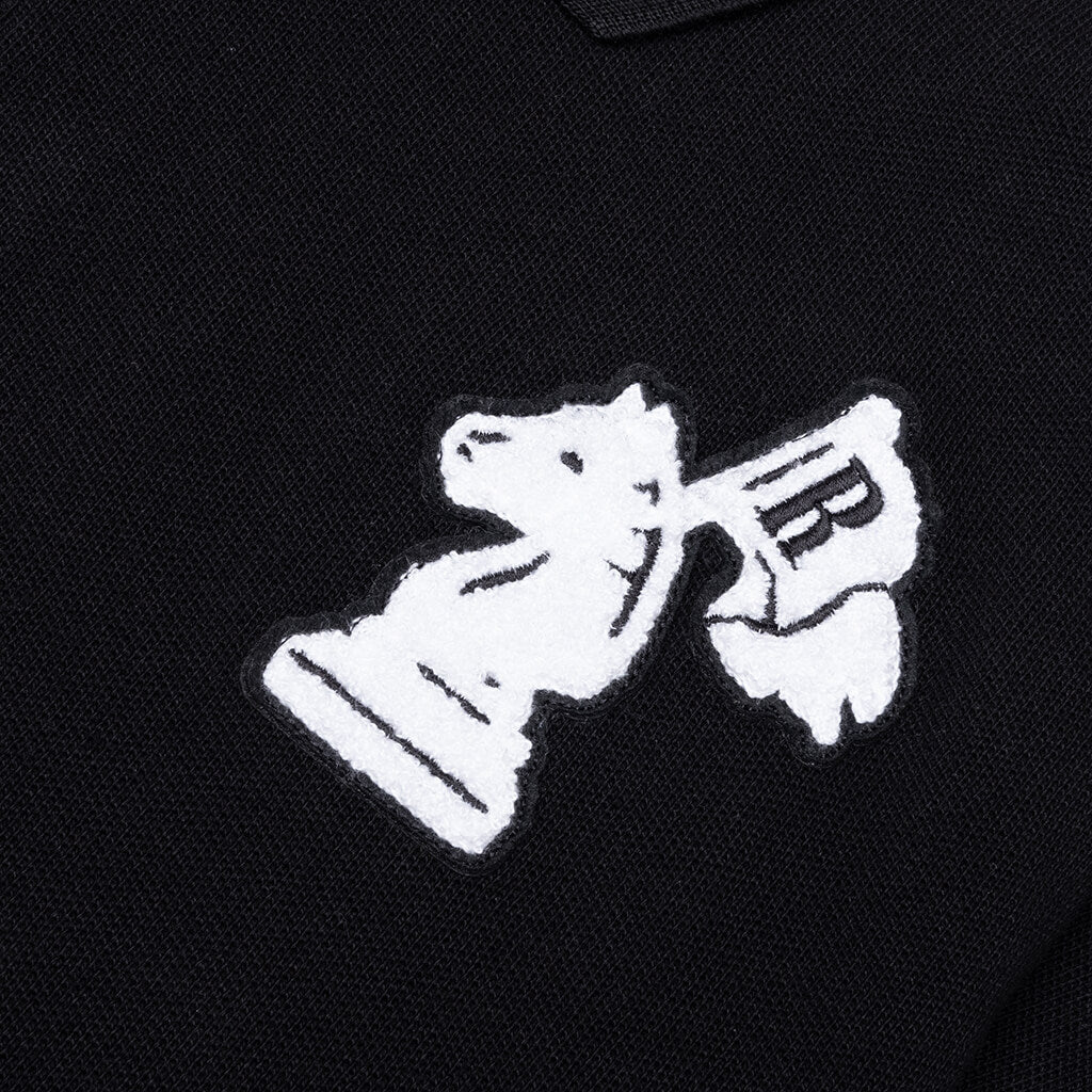Pique Boxy Polo Shirt - Black/White - Image 3