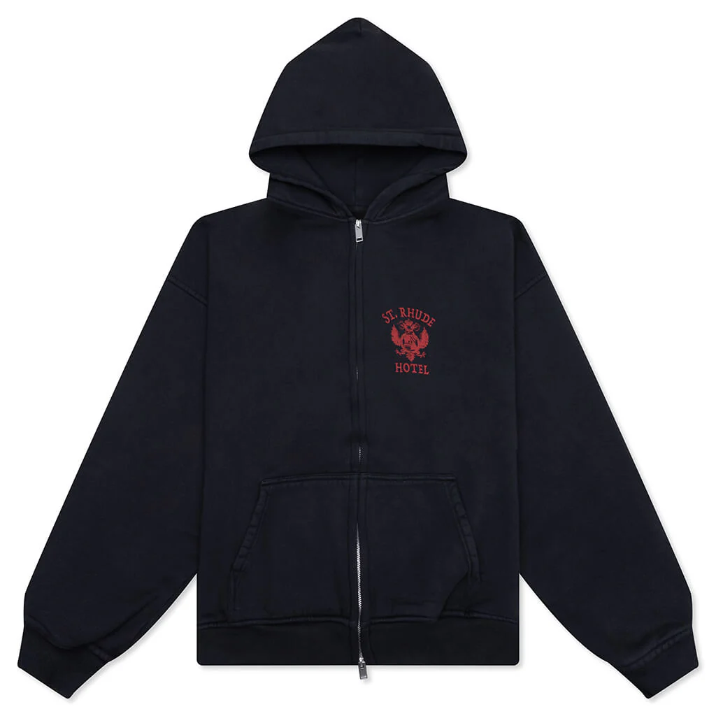 St. Rhude Seal Zip Up Hoodie - Vintage Black/Red