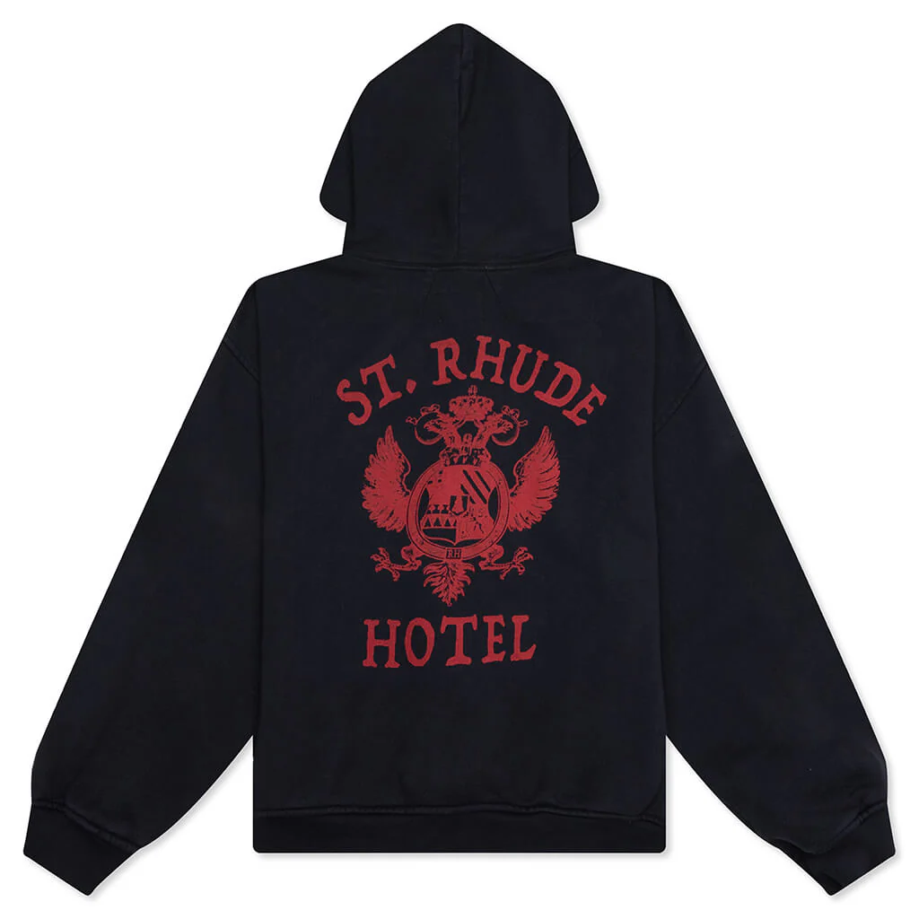St. Rhude Seal Zip Up Hoodie - Vintage Black/Red - Image 2