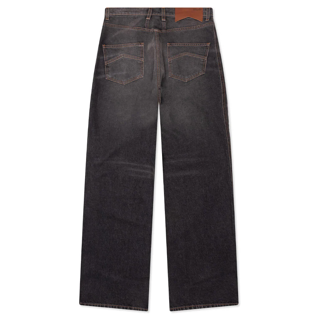 Wide Leg Traxedo Denim Pants - Agoura Black - Image 2
