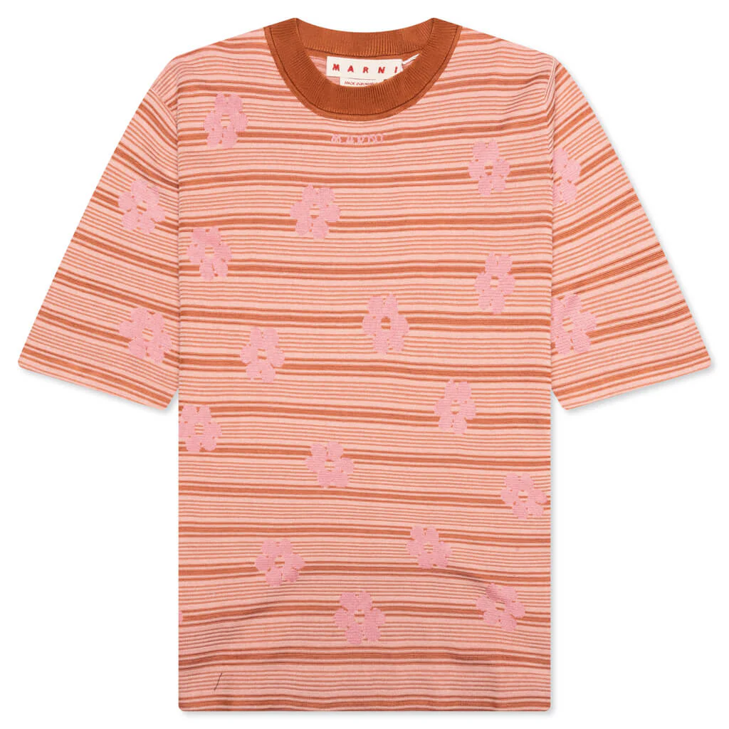 Striped Floral T-Shirt - Pink Gummy