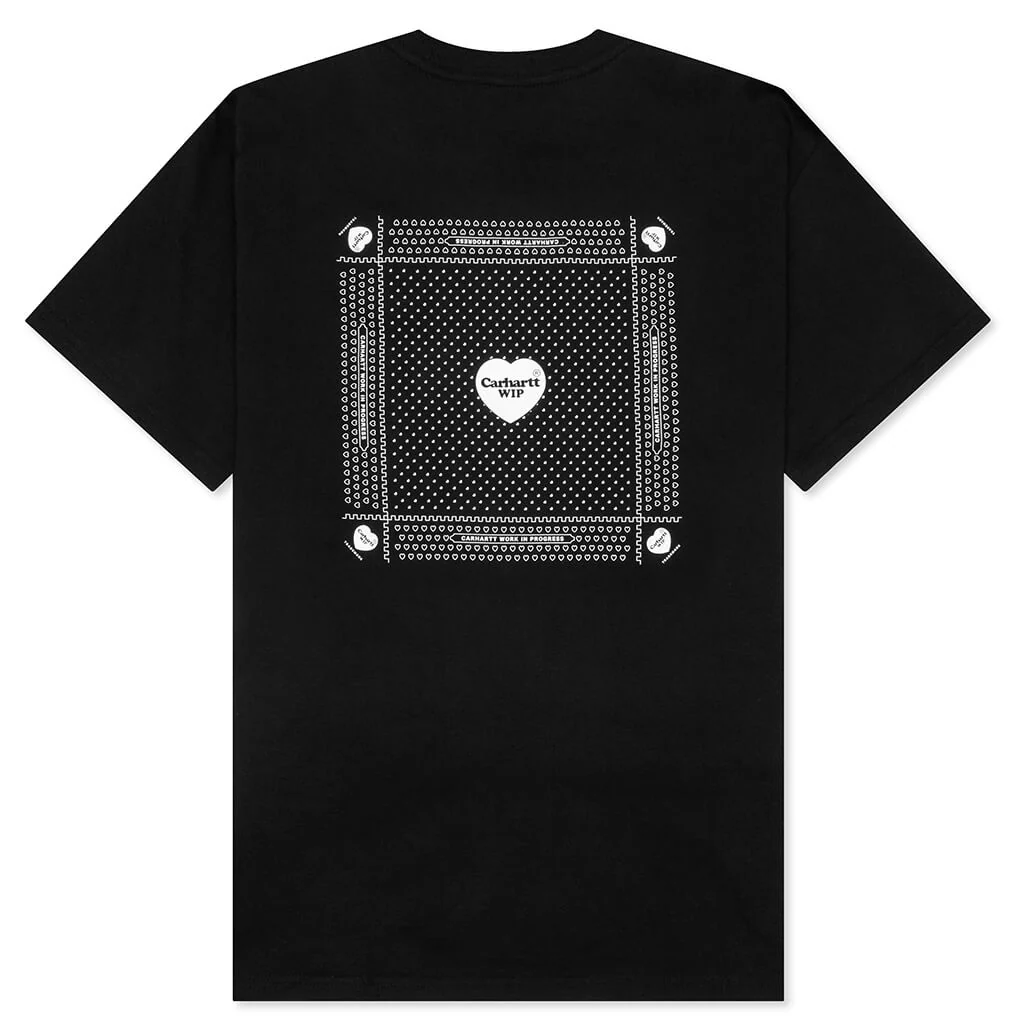 S/S Heart Bandana T-Shirt - Black/White Stone Washed - Image 2