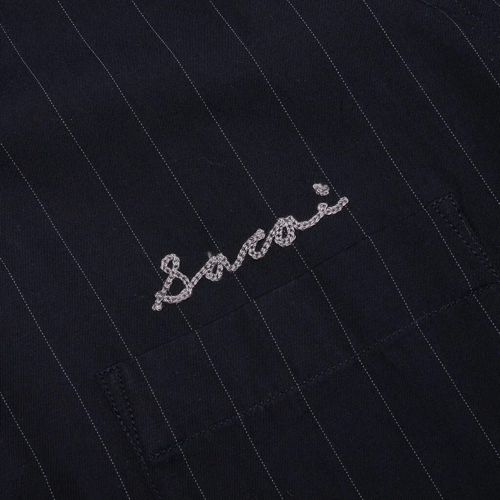 Chalk Stripe Shirt - Navy - Image 4