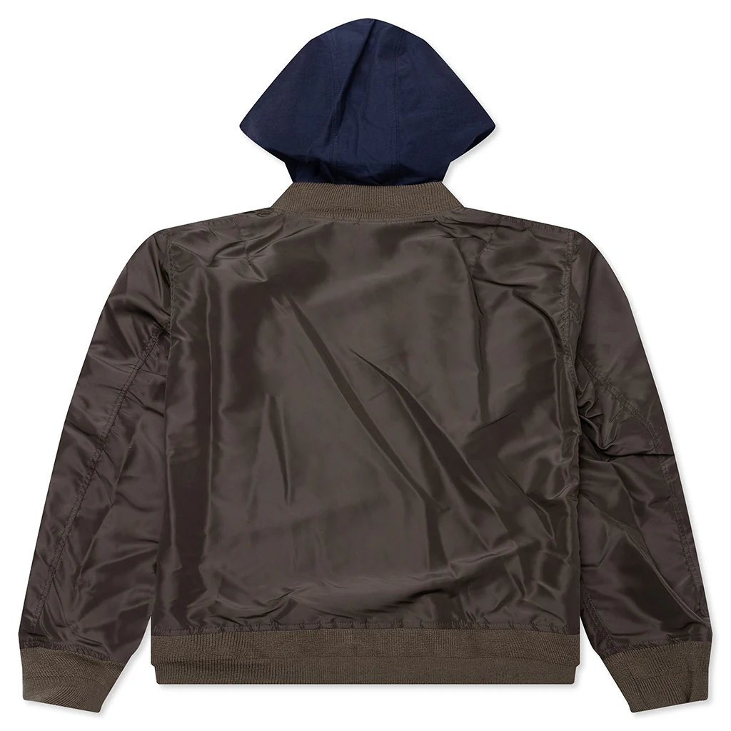 Nylon Twill x Grosgrain Blouson - Khaki/Navy - Image 2