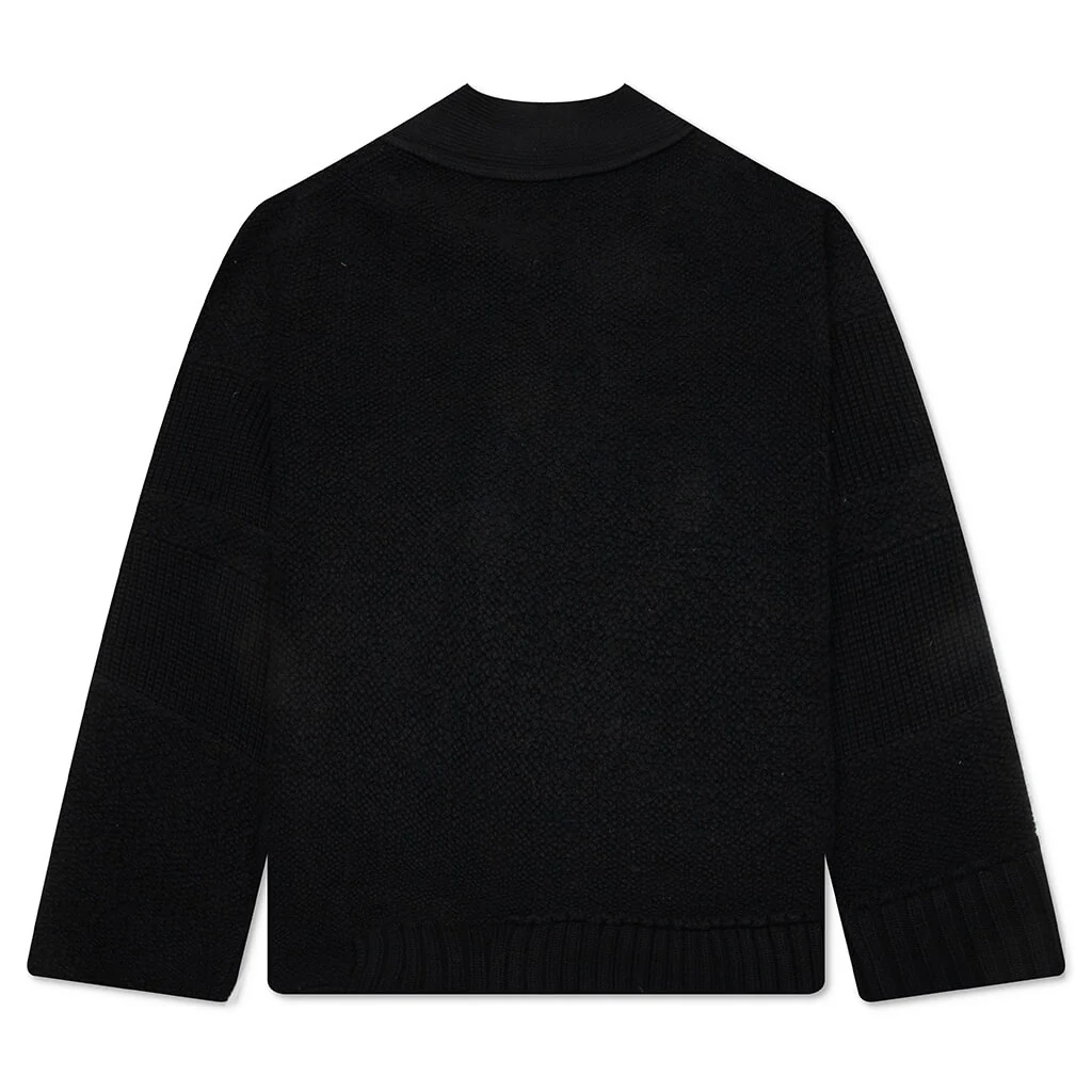Wool Knit Cardigan - Black - Image 2