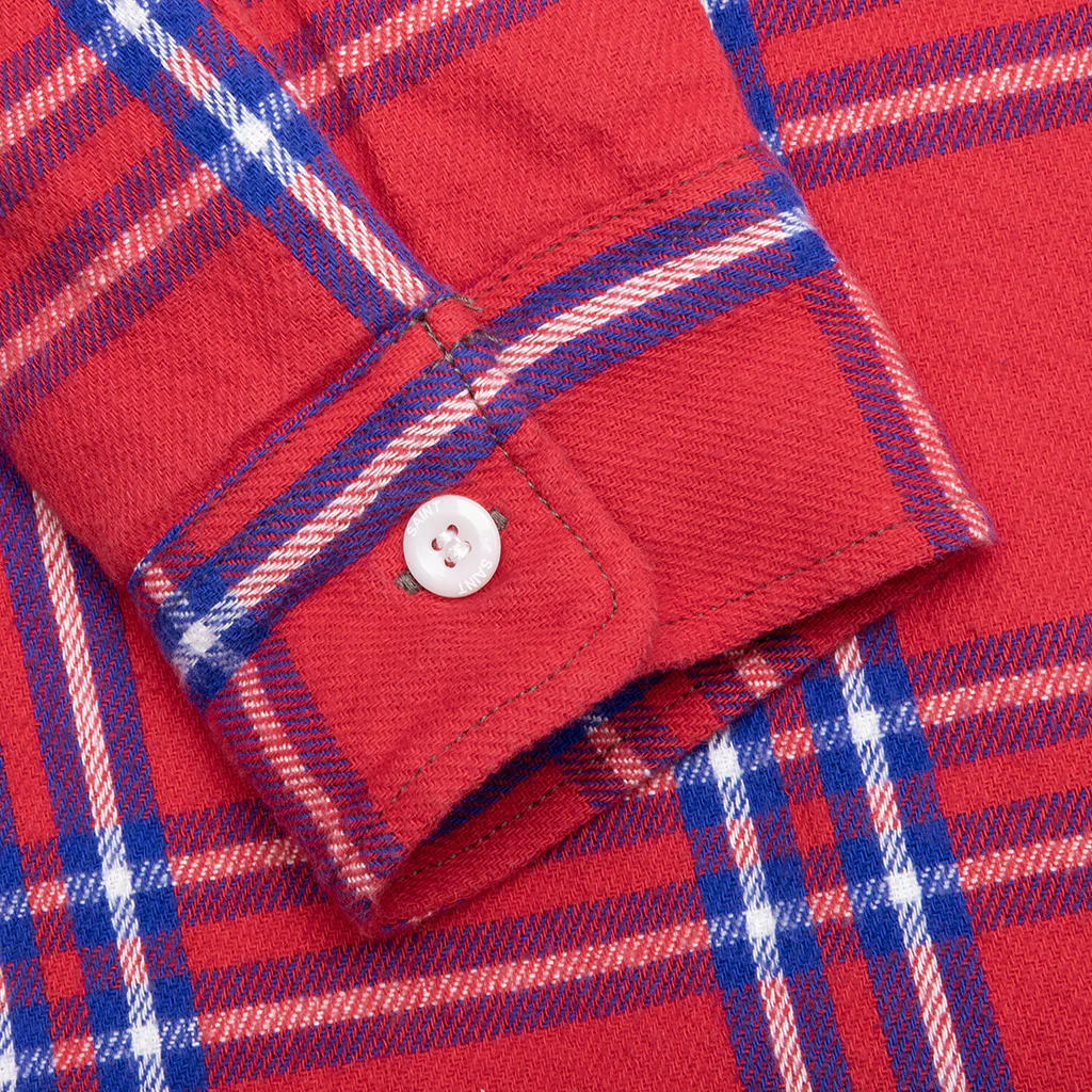 Flannel Quilt Shirt Jacket - Red - Image 4