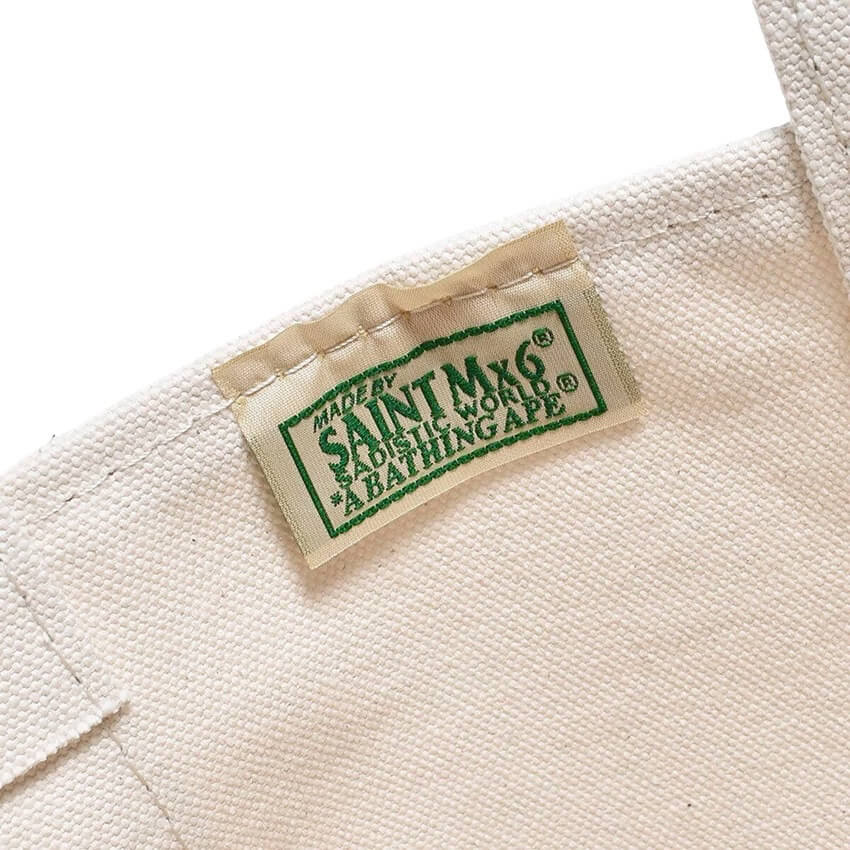 Saint Michael x A Bathing Ape Medium Tote Bag - White/Camo - Image 4