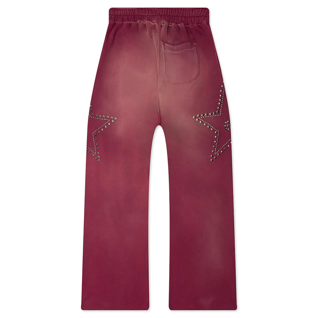 Star Studded Sweatpant - Burgundy - Image 2