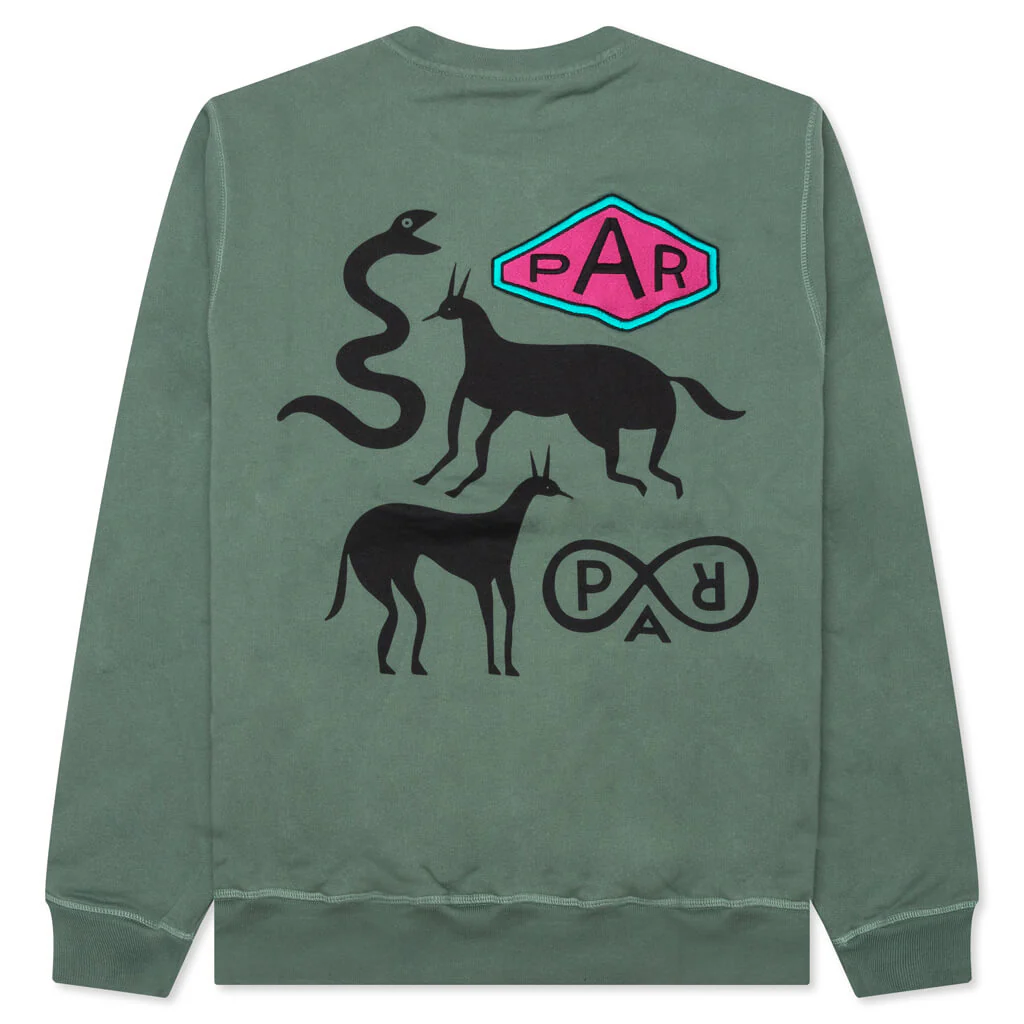 Snaked by a Horse Crewneck Sweatshirt - Pine Green - Image 2