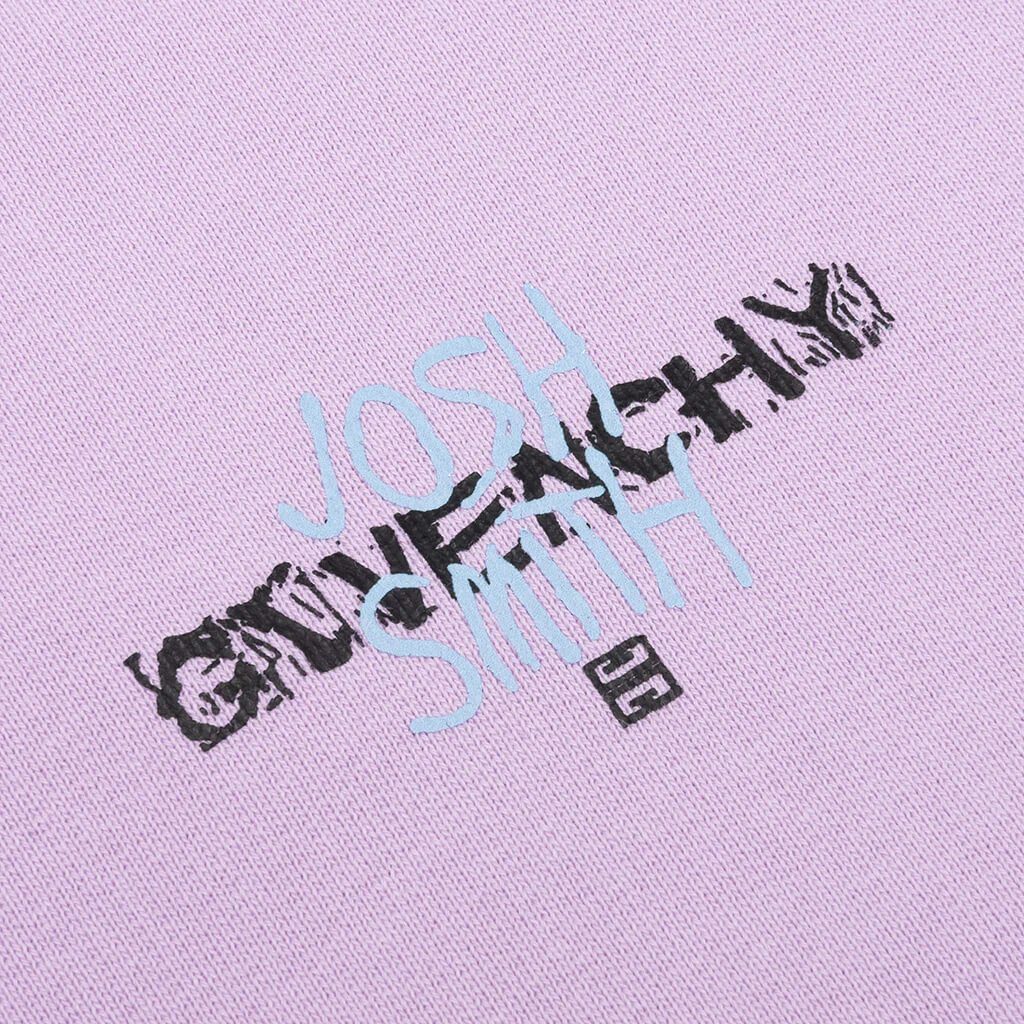 Slim Fit Embroidery & Print Hoodie - Lilac - Image 5