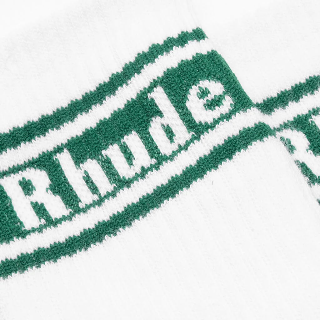 Stripe Logo Sock - White/Forest Green - Image 2