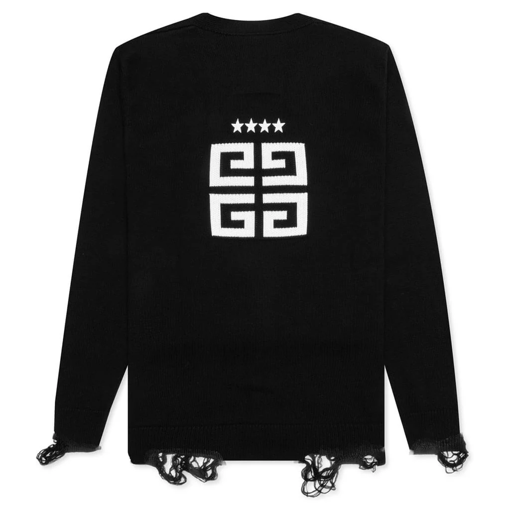 Star Embroidered 4G Logo Cardigan - Black/White - Image 2