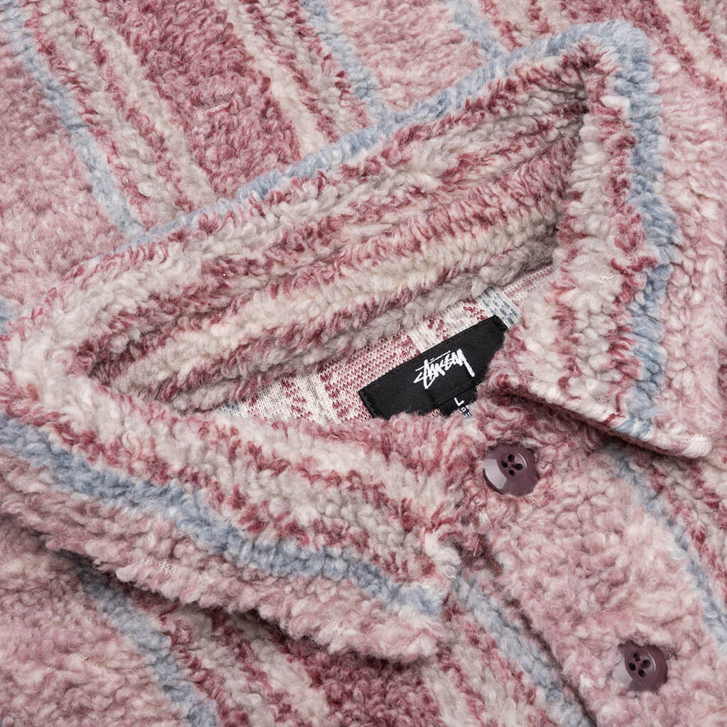 Stripe Sherpa Shirt - Berry - Image 3