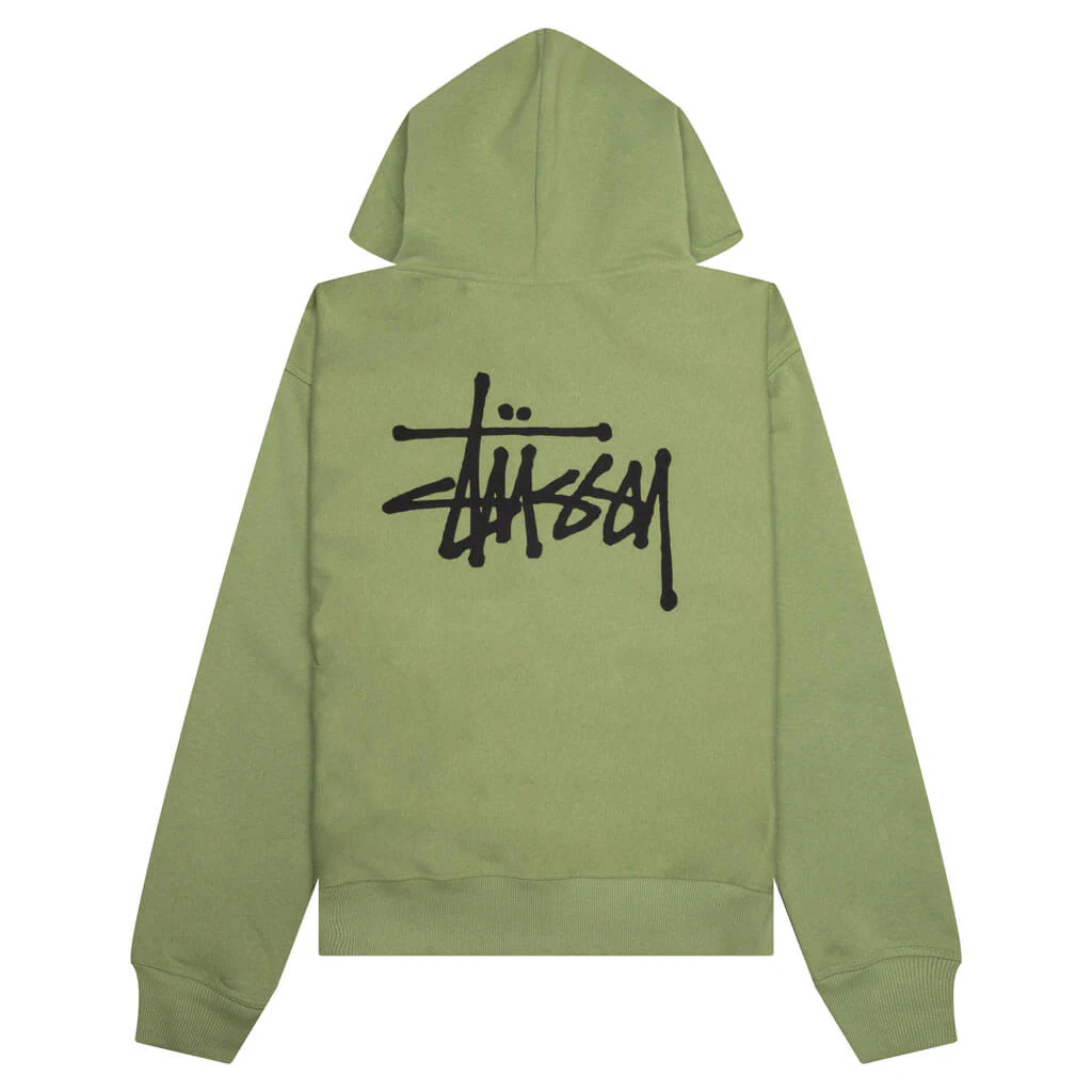 Basic Stussy Zip Hoodie - Moss - Image 2