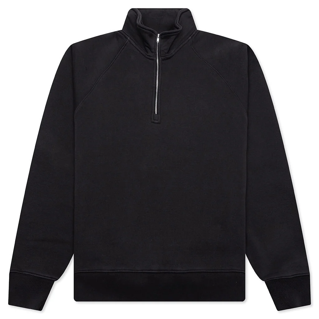 Fleece Raglan Zip Mock - Washed Black