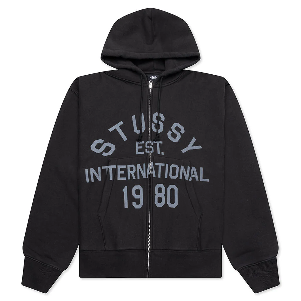 Established Printed Zip Hoodie - Black