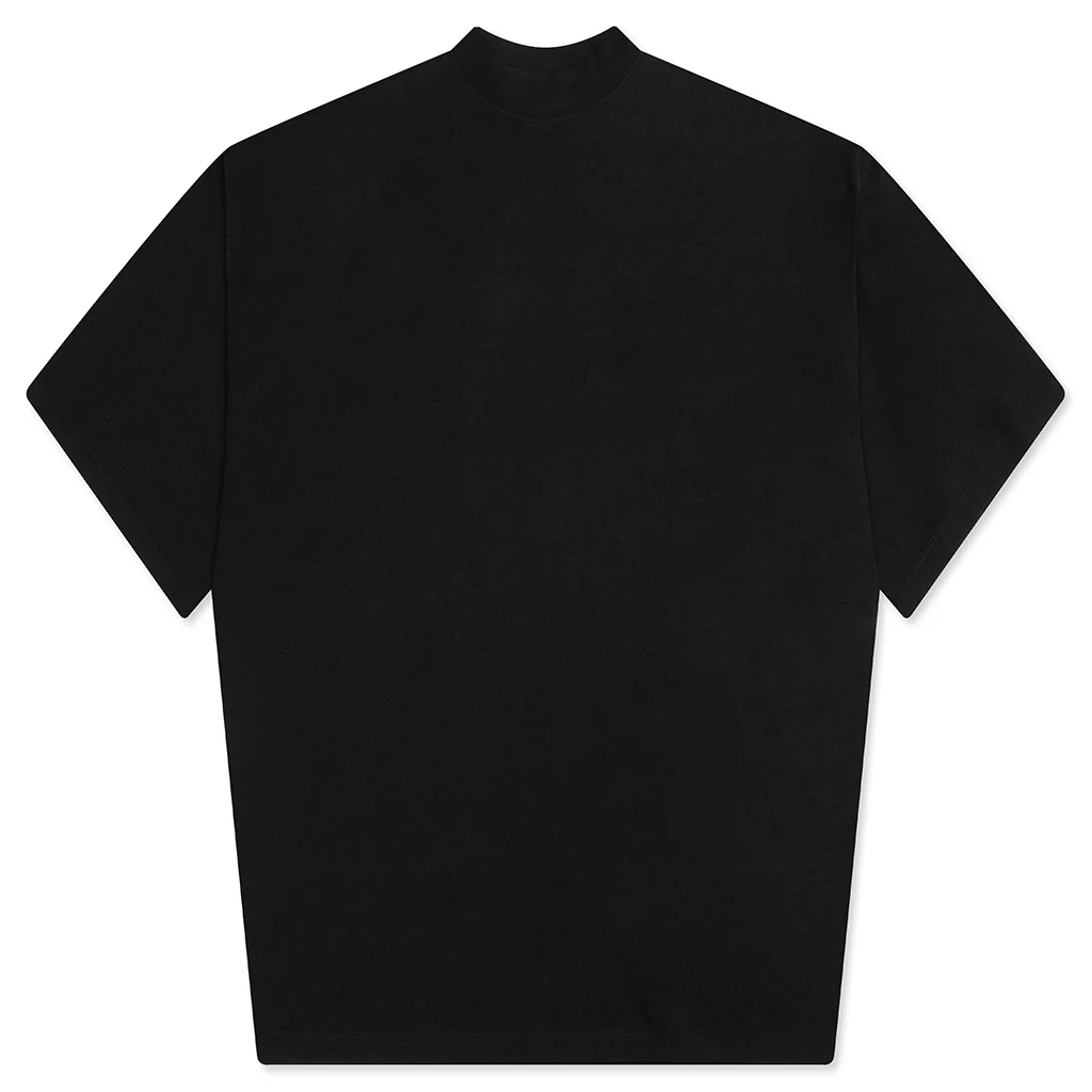 Mock Neck Boxy Fit T-Shirt - Black