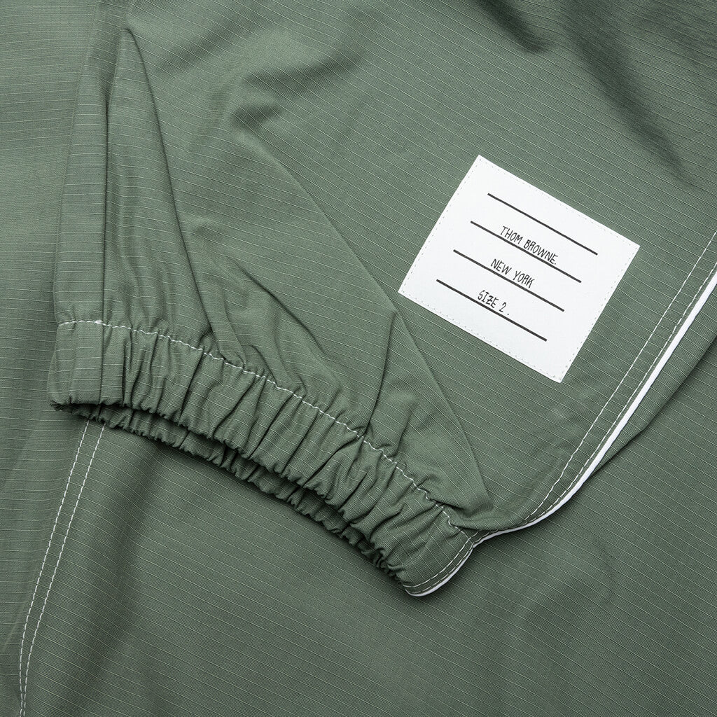 Contrast White Stitching Track Pants - Dark Green - Image 3