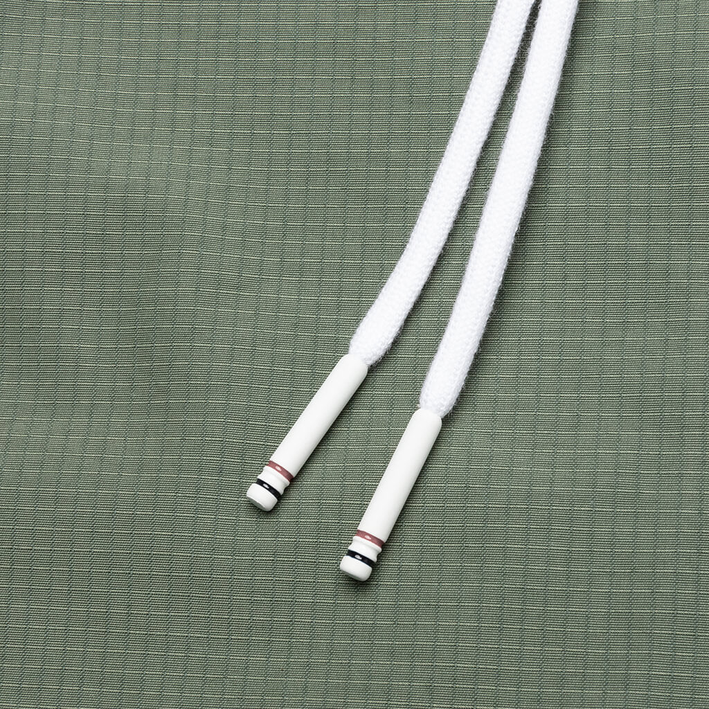 Contrast White Stitching Track Shorts - Dark Green - Image 6
