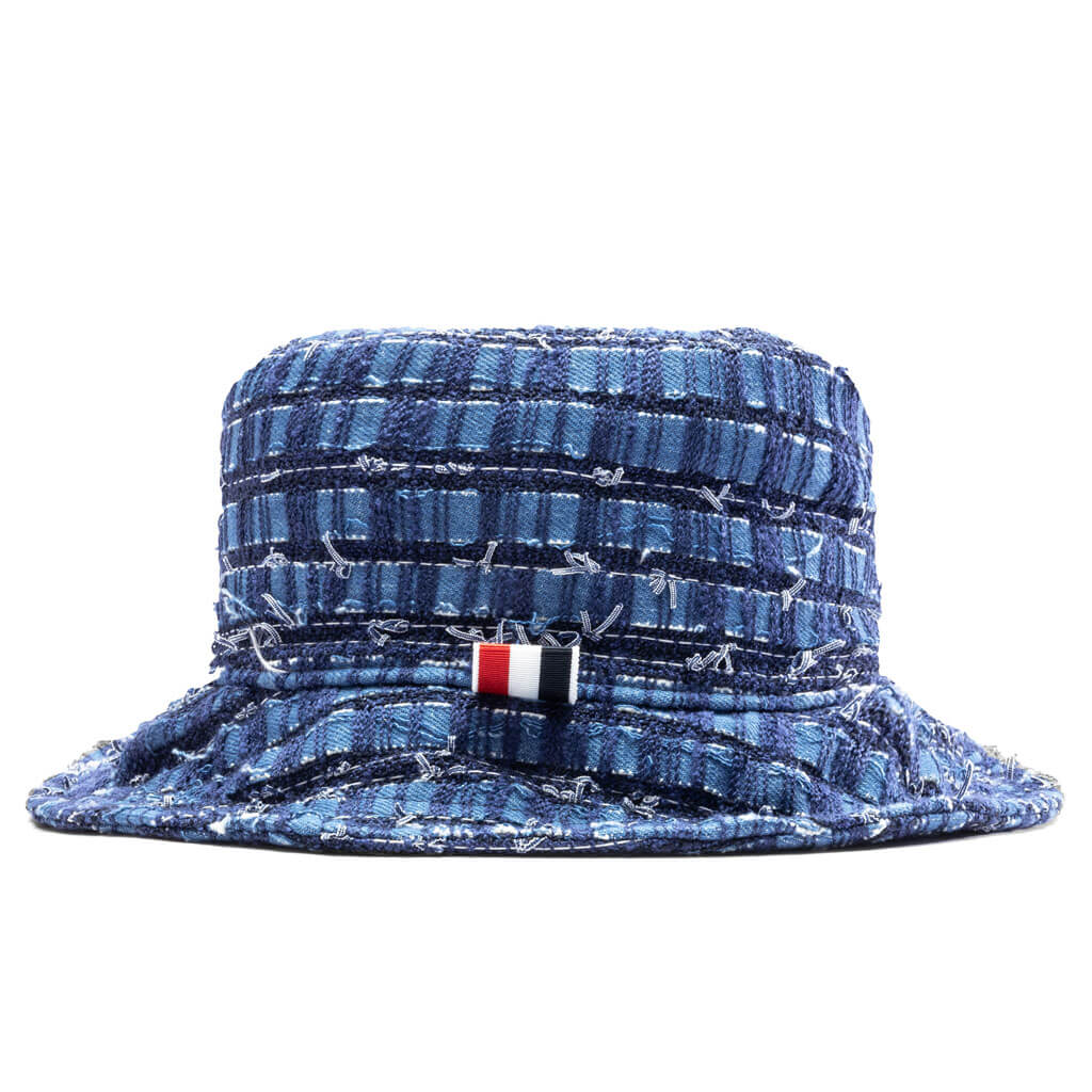 Denim Ribbon Tweed Classic Bucket Hat - Medium Blue - Image 3