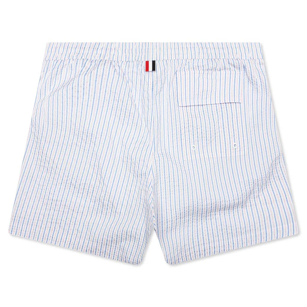 Drawcord Waist Swim Short w/ RWB at Sides - Light Blue - Image 2