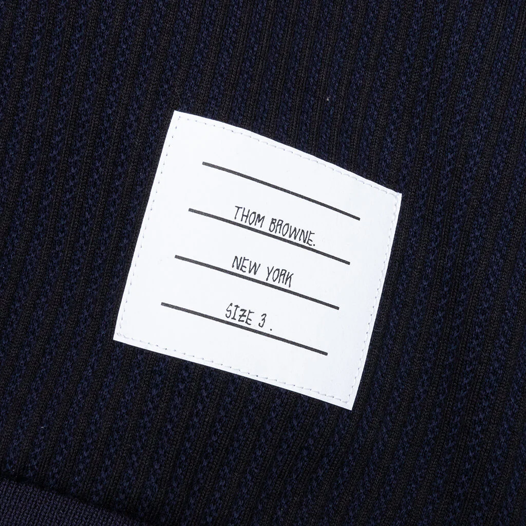 Seersucker Loopback 4-Bar Crew Neck Sweatshirt - Navy - Image 3