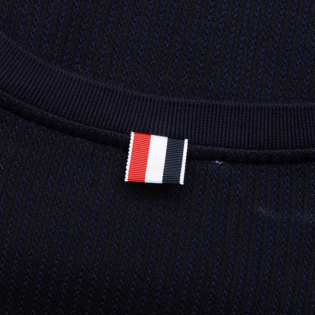 Seersucker Loopback 4-Bar Crew Neck Sweatshirt - Navy - Image 4