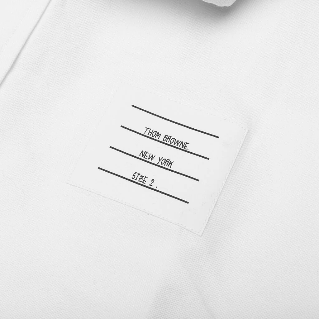 Straight Fit w/ Trompe L'oeil Silk Tie Shirt - White - Image 4