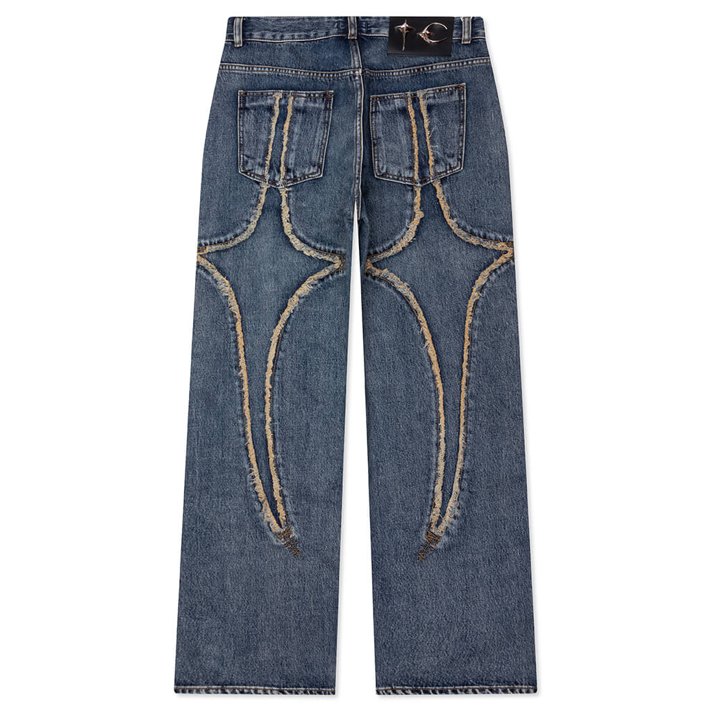 Tribal Denim Pants - Blue - Image 2
