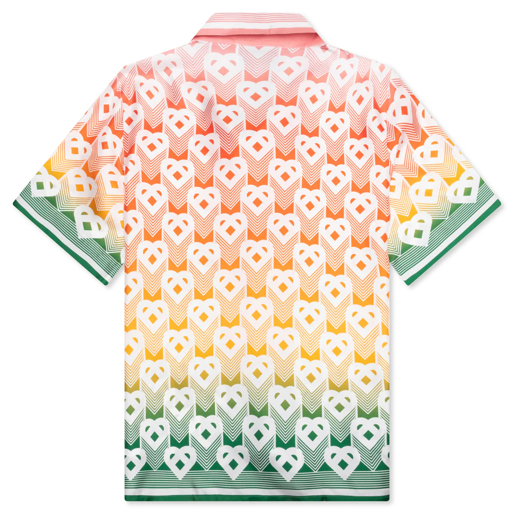 Unisex Cuban Collar S/S Shirt - Heart Monogram Gradient - Image 2