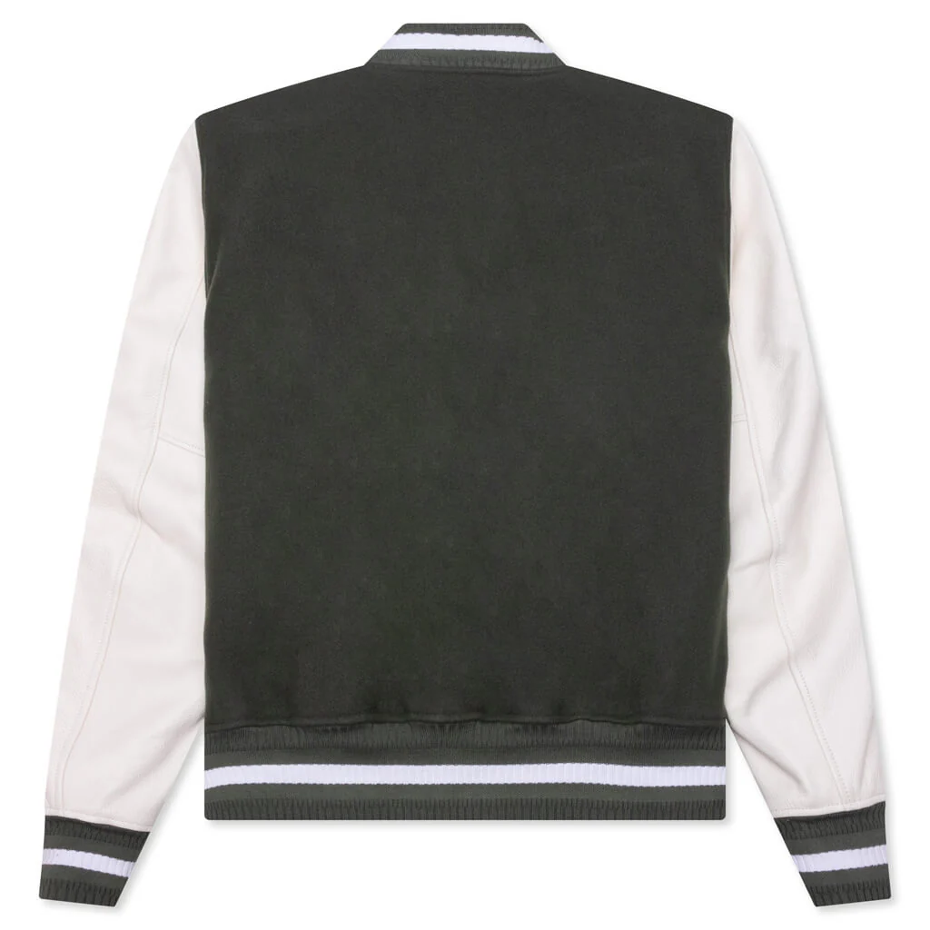 Varsity Wool & Grained Leather - Greyish Green - Image 2