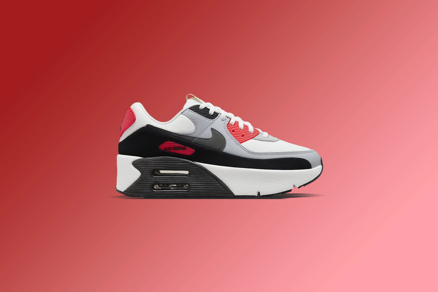 Women's Air Max 90 LV8 'Infrared' - Summit White/Smokey Grey/Black - Image 5