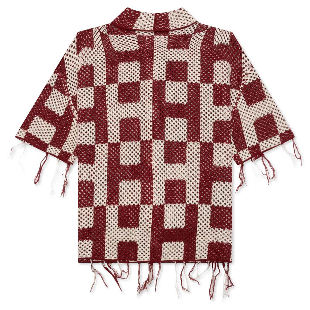 Crochet S/S Button Down - Brick - Image 2