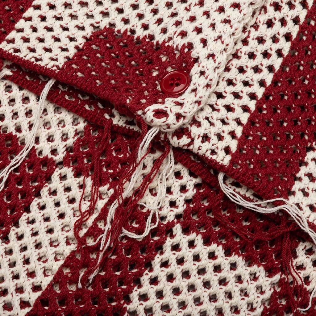Crochet S/S Button Down - Brick - Image 5