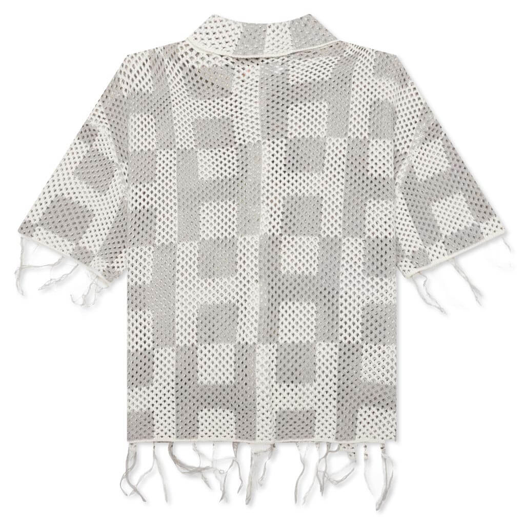 Crochet S/S Button Down - Stone - Image 2