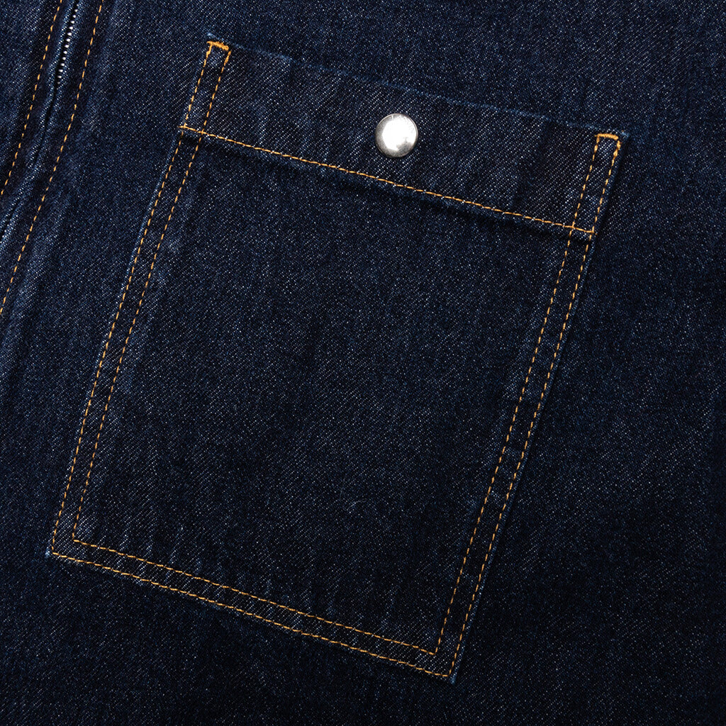 Zipped Denim Shirt - Navy Blue - Image 3