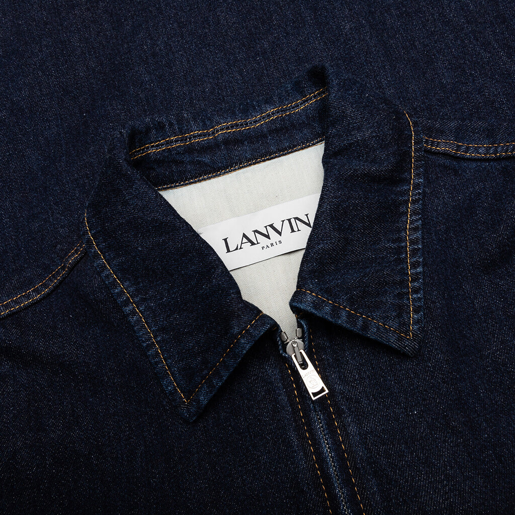 Zipped Denim Shirt - Navy Blue - Image 4